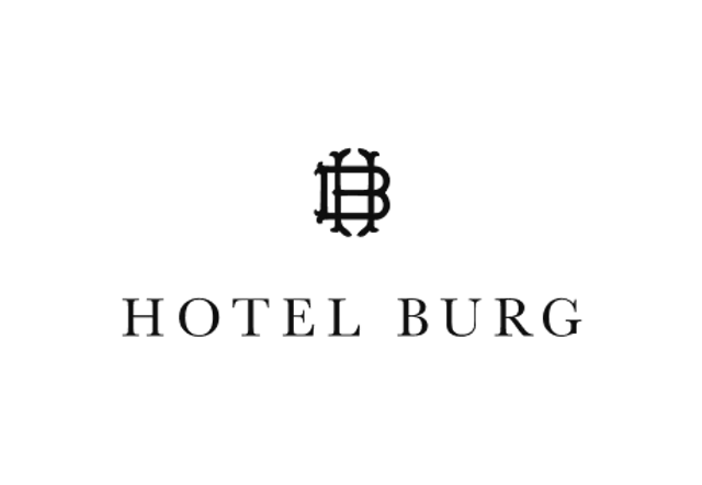 Hotel Burg monogram and wordmark in black on white