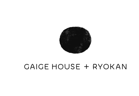 Gaige House + Ryokan logo with black oval mark on white