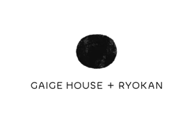 Gaige House + Ryokan logo with black oval mark on white