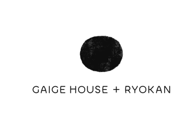 Gaige House + Ryokan logo with black oval mark on white