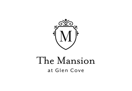 The Mansion at Glen Cove crest wordmark in black on white