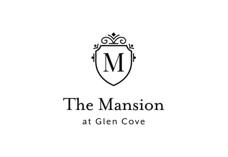 The Mansion at Glen Cove crest wordmark in black on white