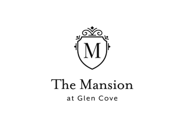 The Mansion at Glen Cove crest wordmark in black on white