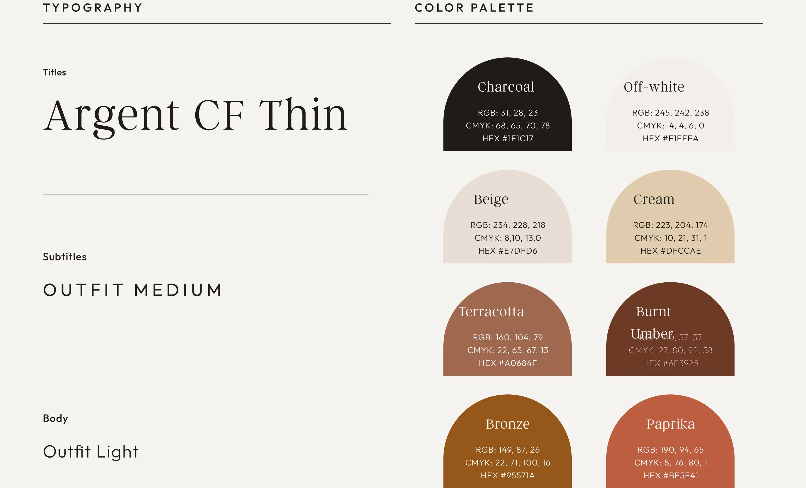 Typography and color palette style guide for Frena