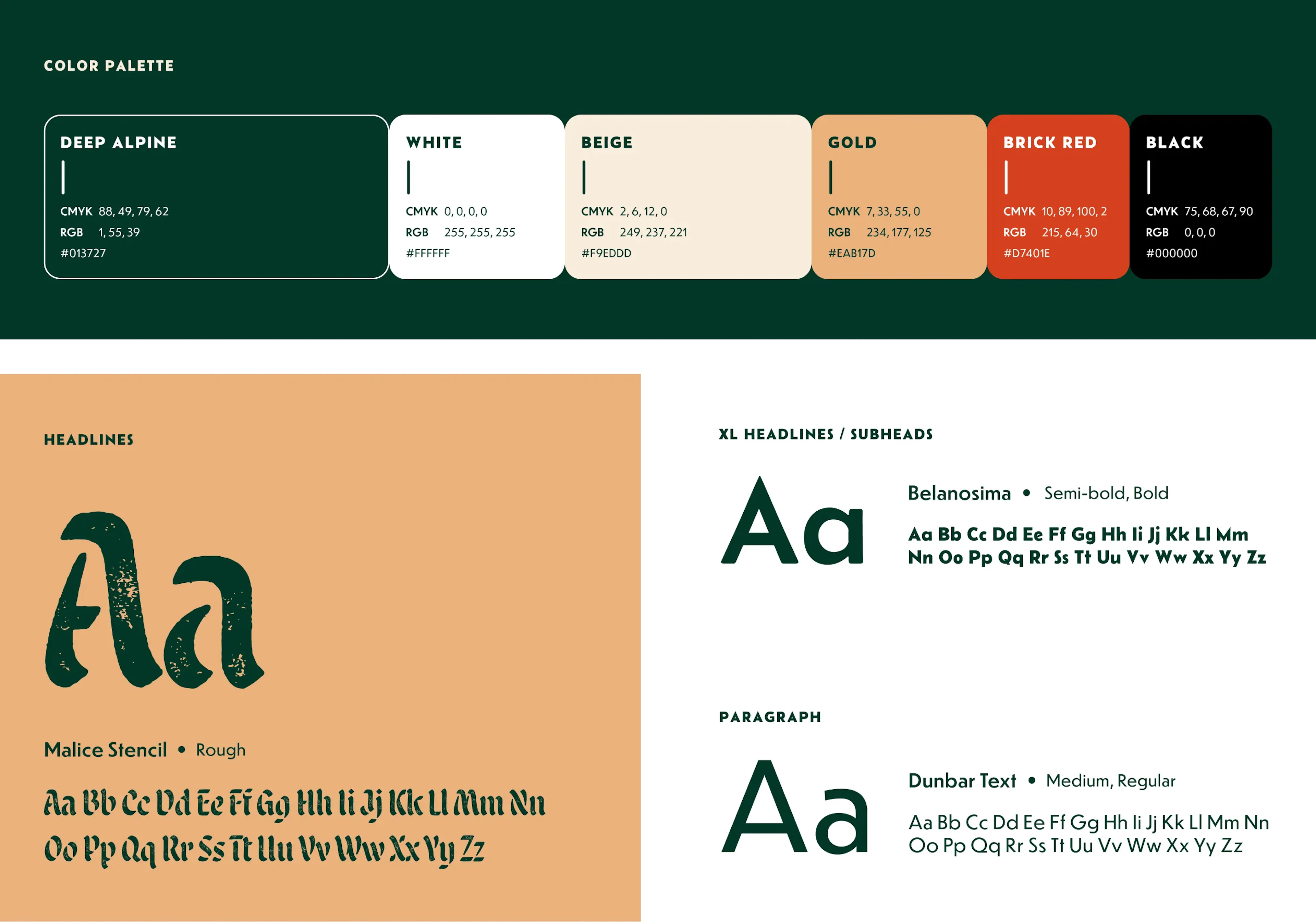 Schaller's Stube color palette and typography specimen