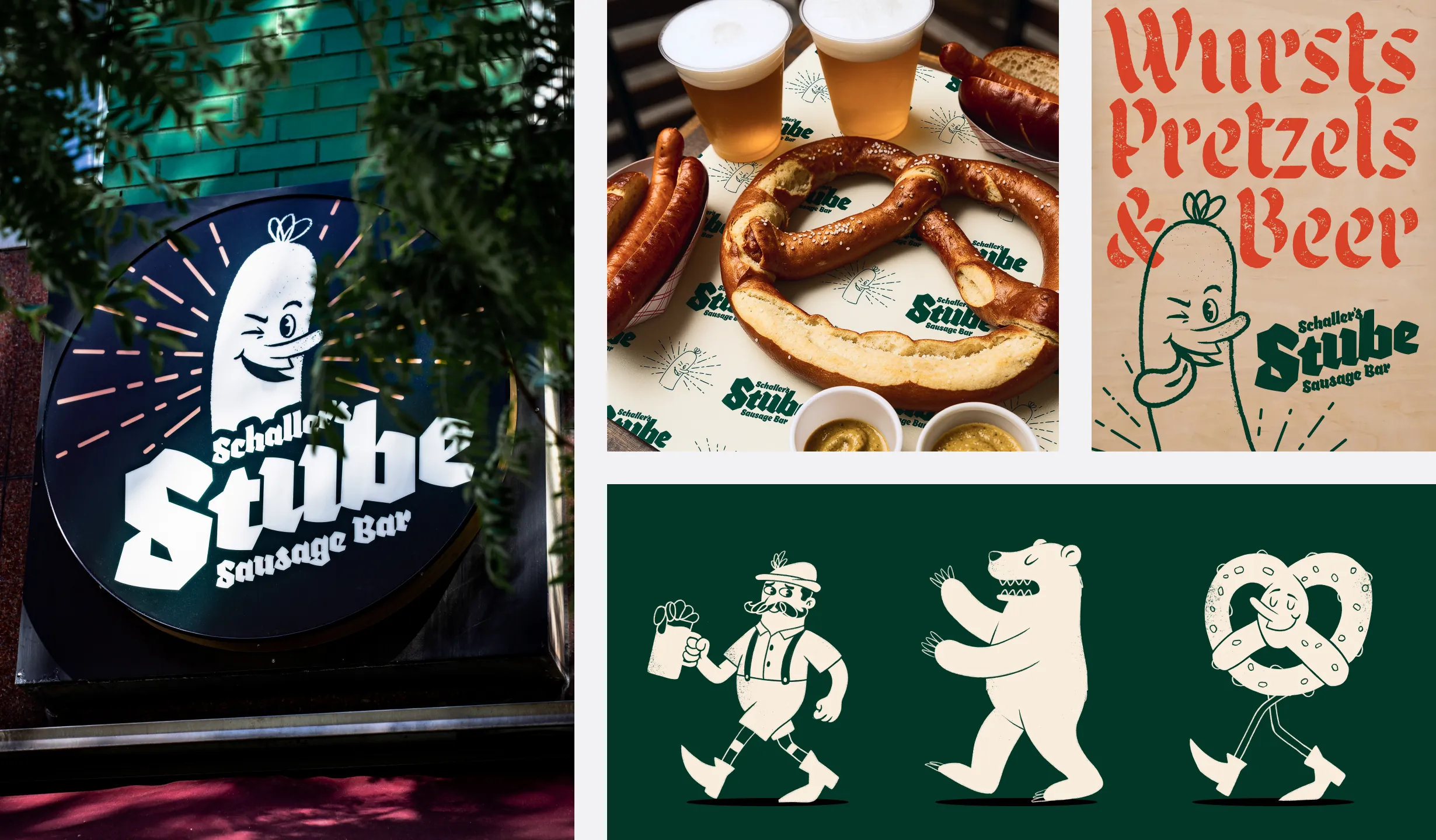 Schaller's Stube storefront sign and pretzel poster mockups