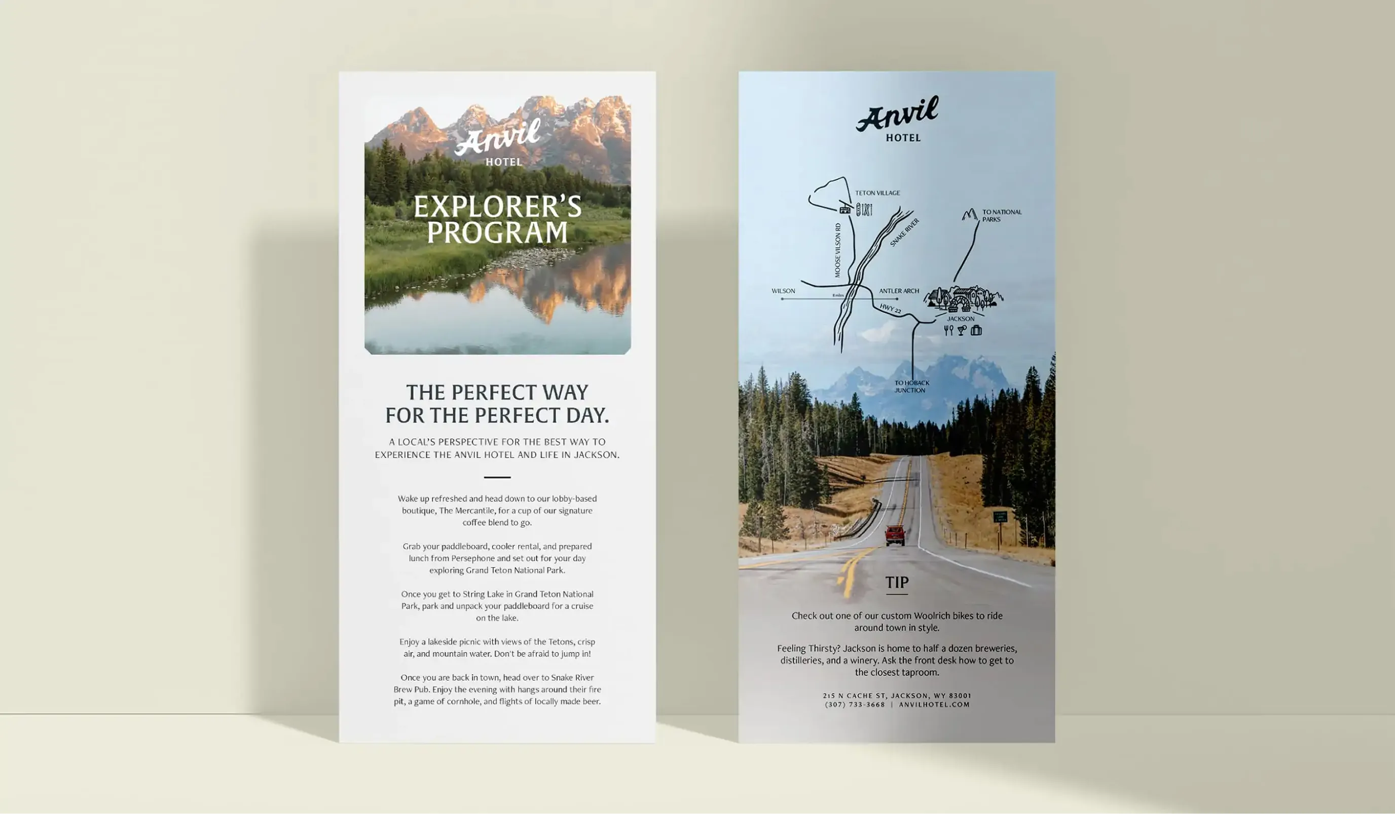 Anvil Hotel Explorer's Program card, front and back