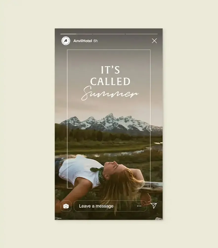 Anvil Hotel Instagram story mockup on a phone