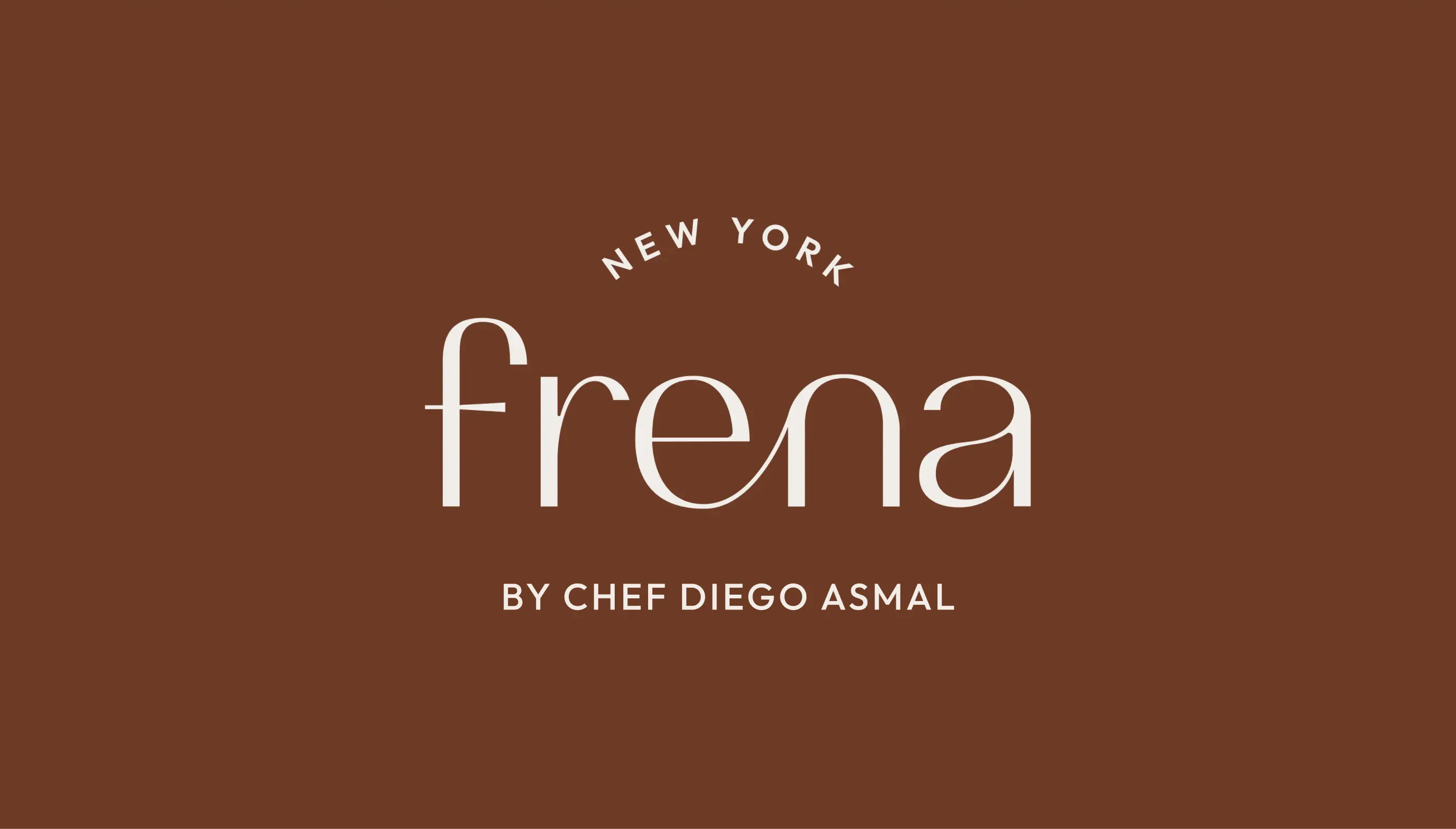 Frena wordmark in cream on a brown background