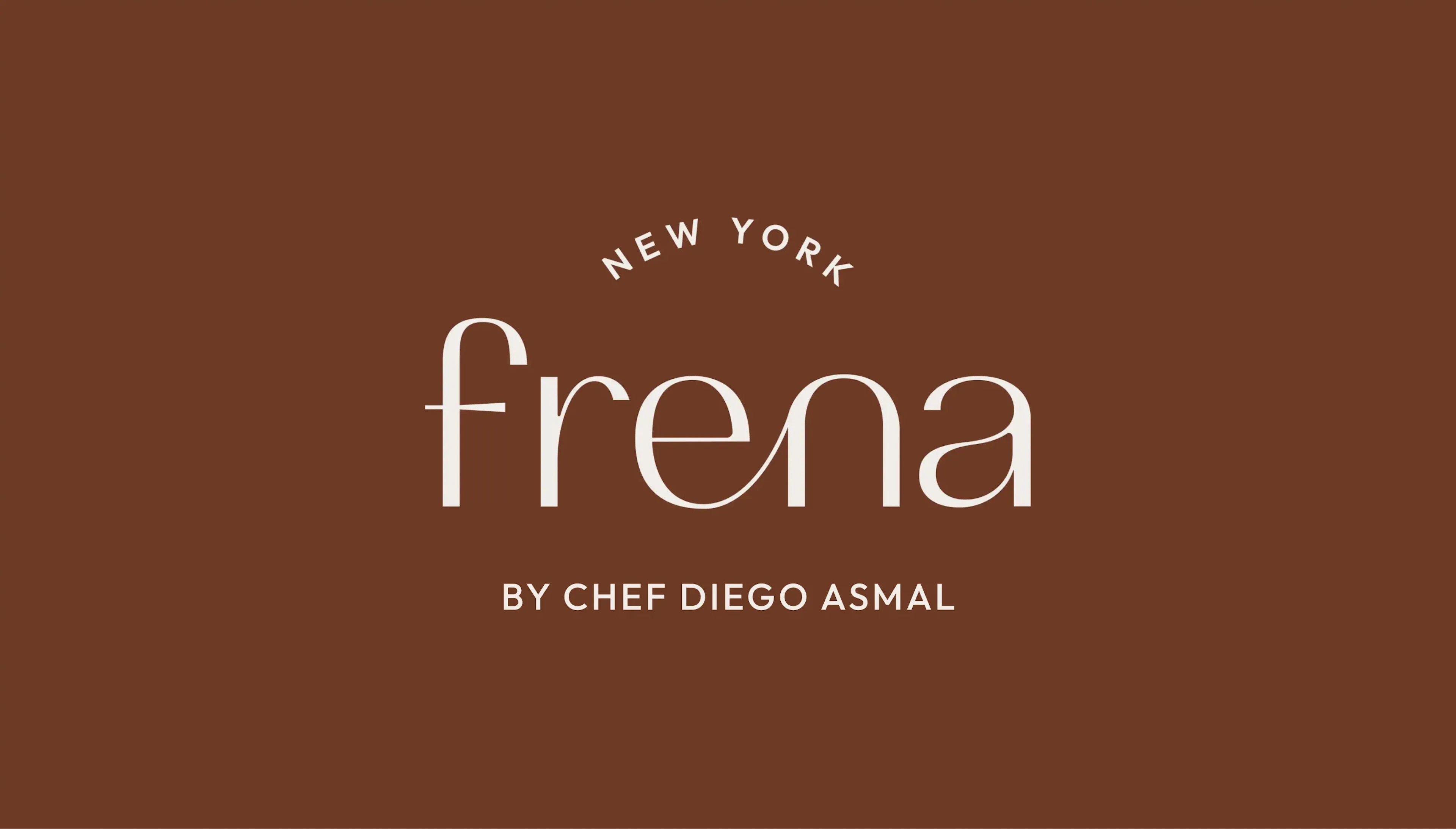 Frena wordmark in cream on a brown background