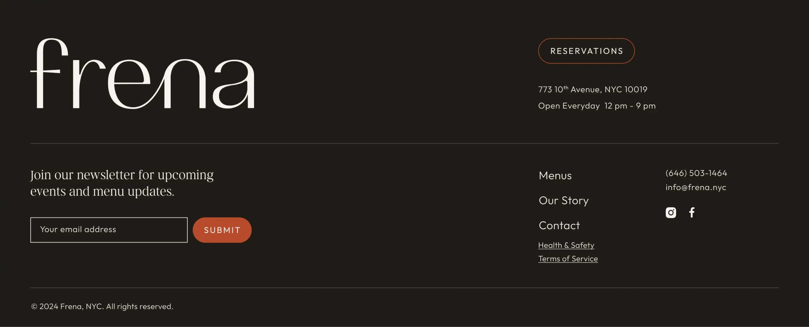 Footer section of the homepage.
