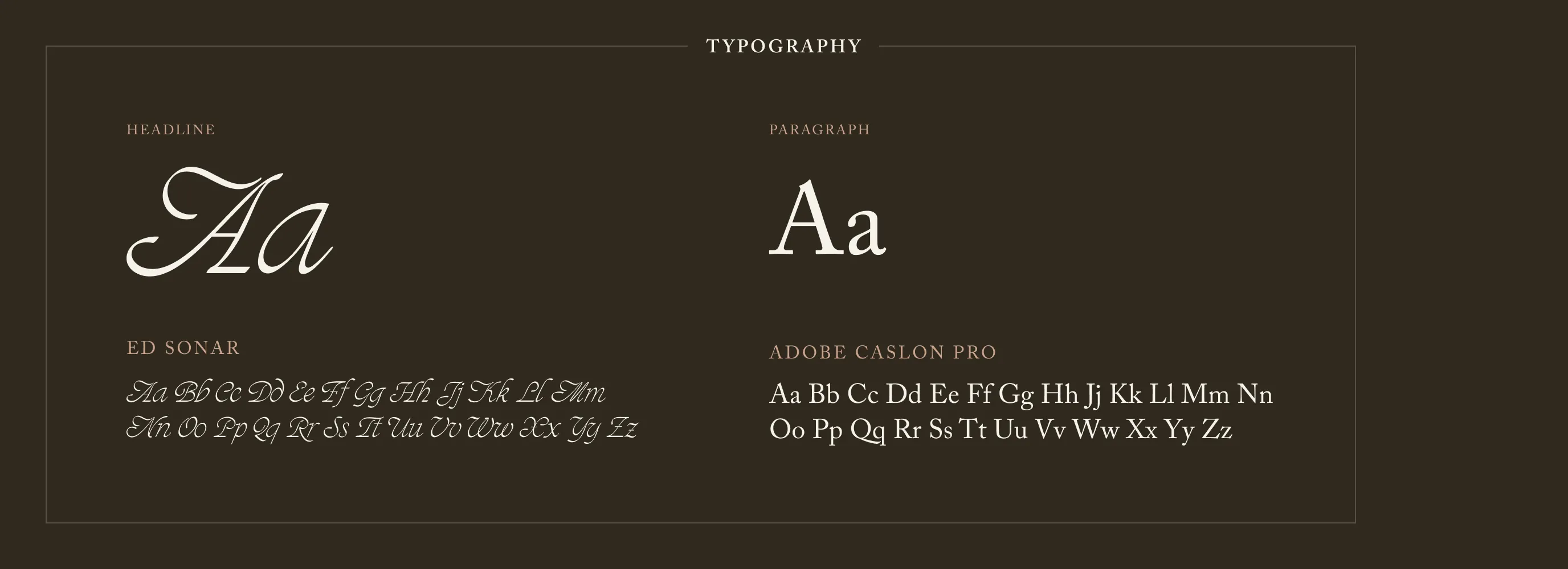 Typography specimen with script headline and serif paragraph type
