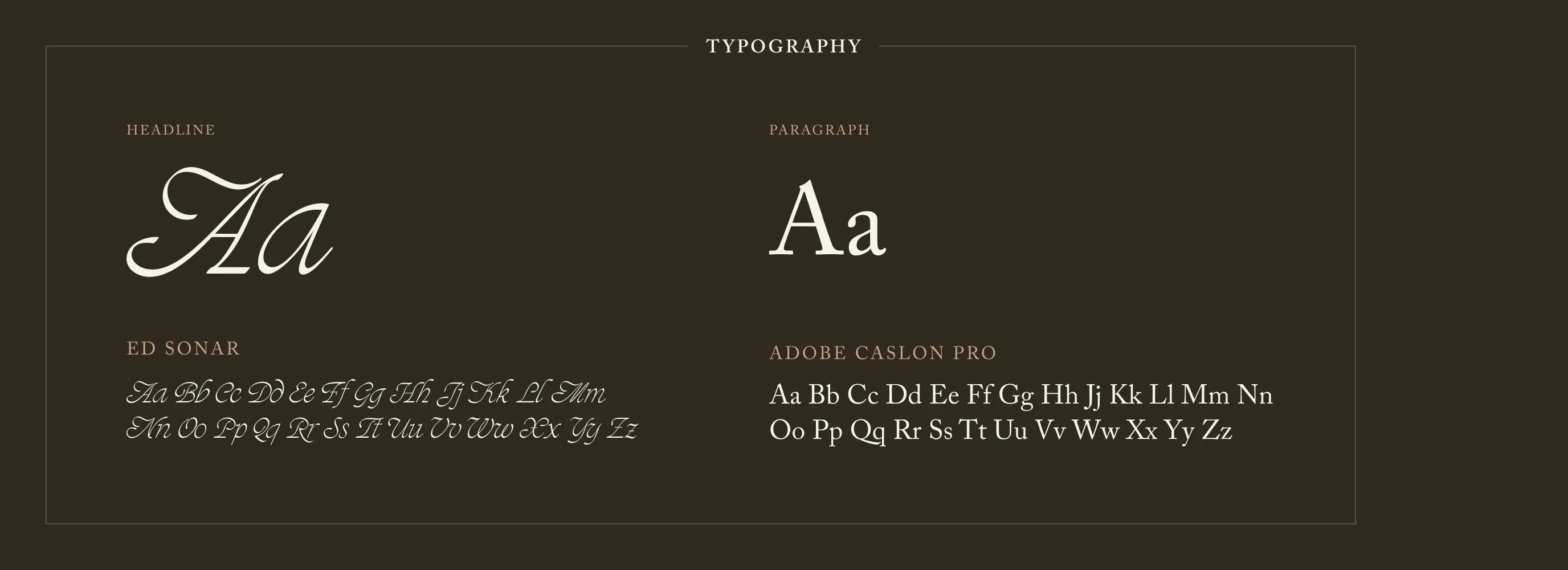 Typography specimen with script headline and serif paragraph type