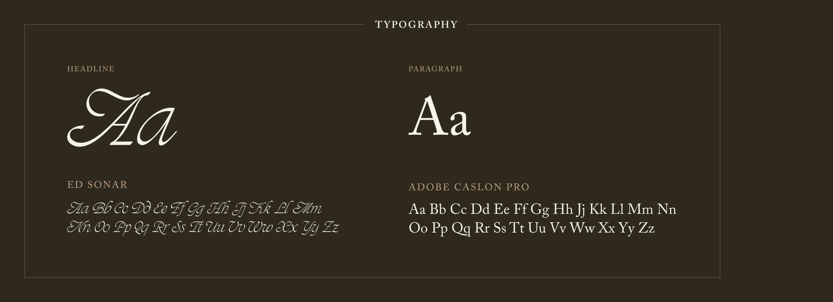Typography specimen with script headline and serif paragraph type