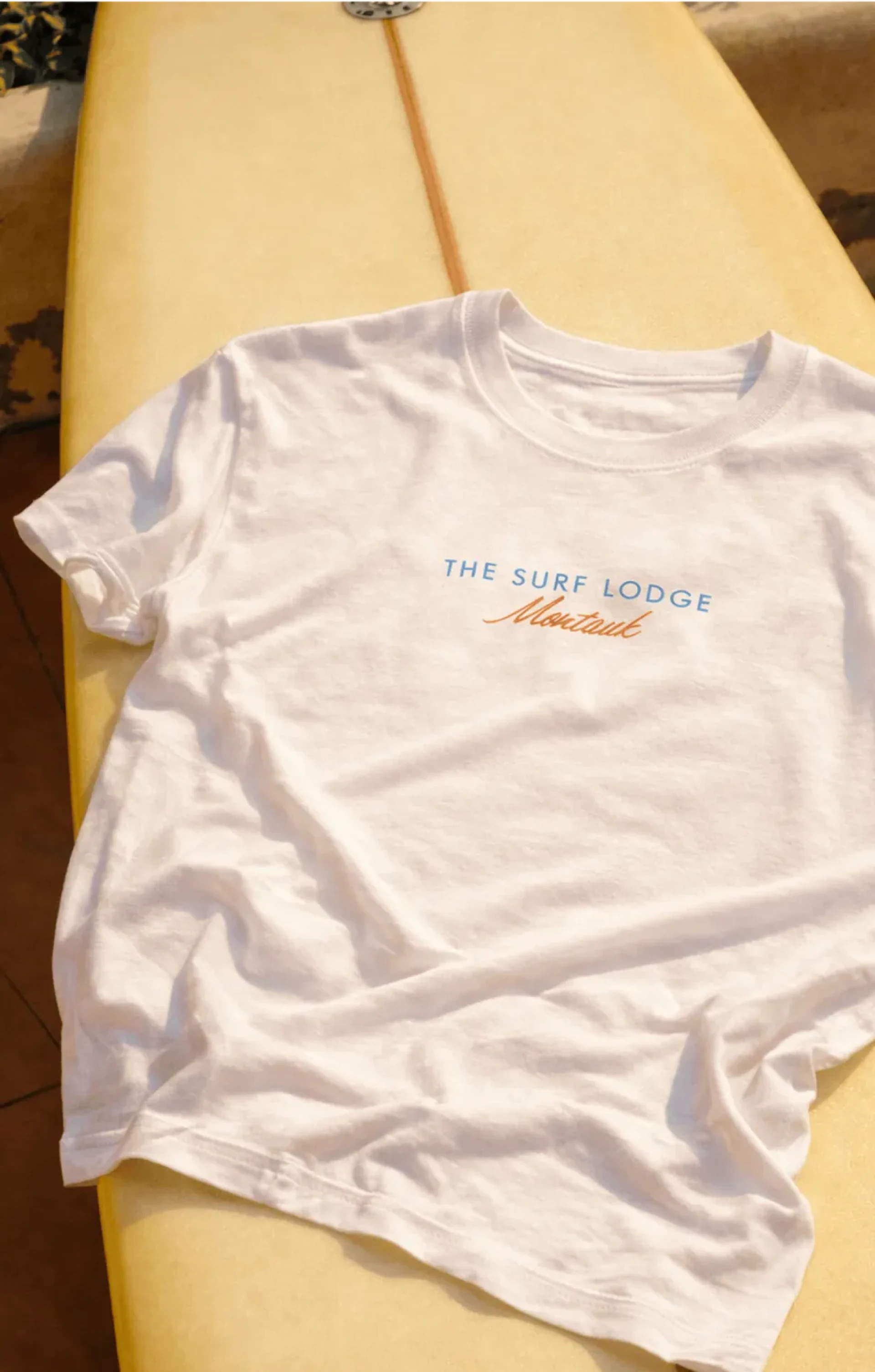 Shirt on a surfboard.