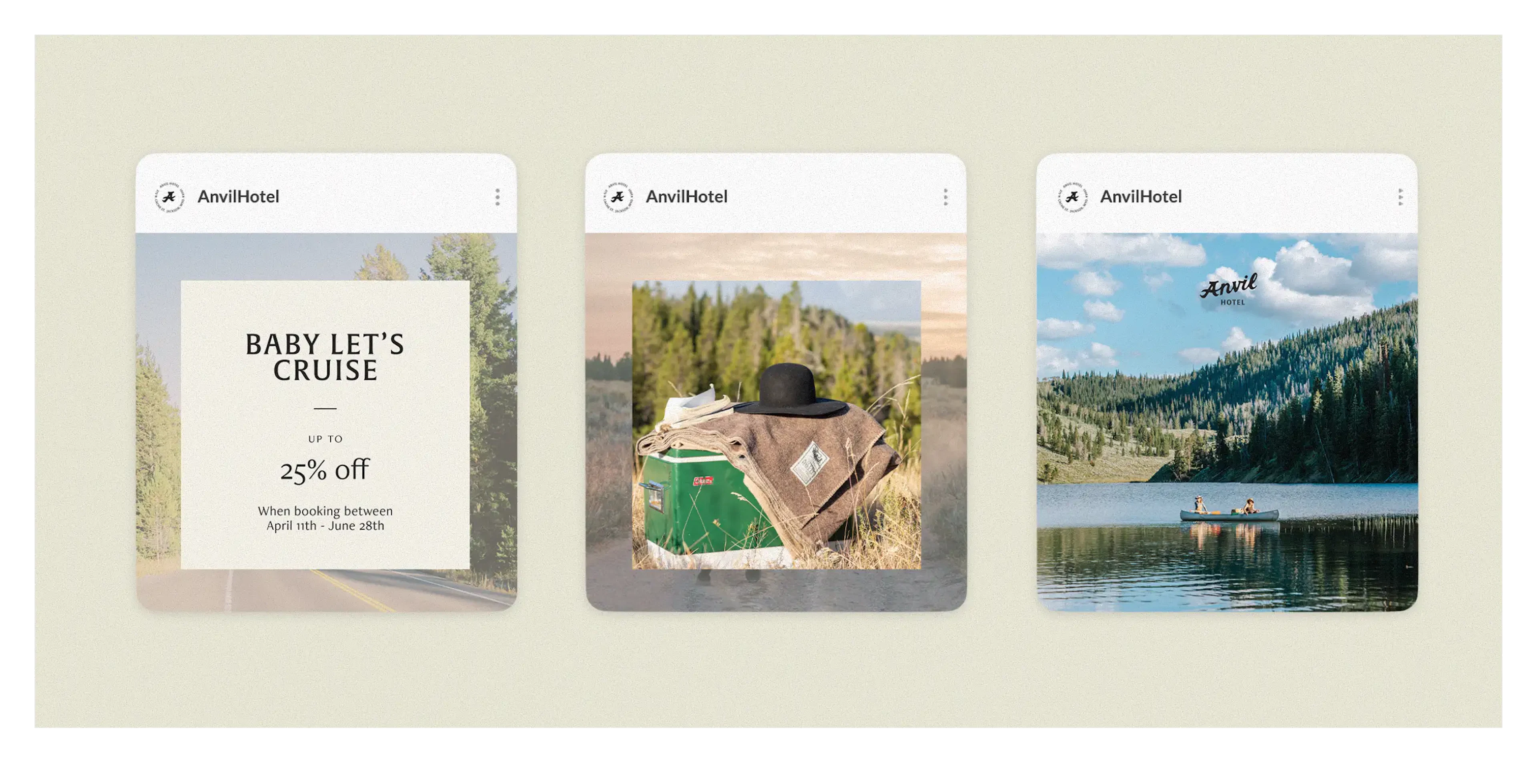 Three Anvil Hotel Instagram post mockups