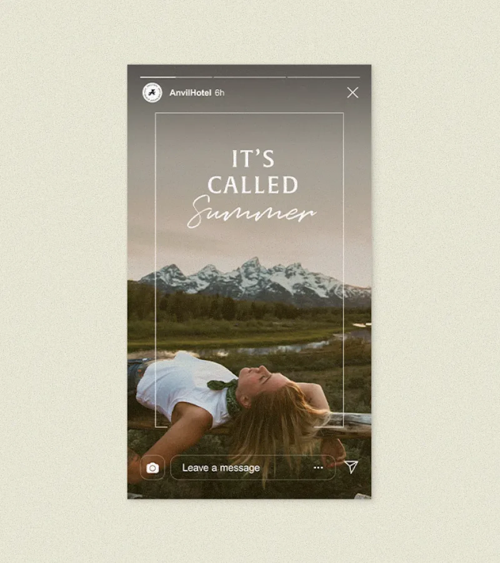 Anvil Hotel Instagram story mockup on a phone