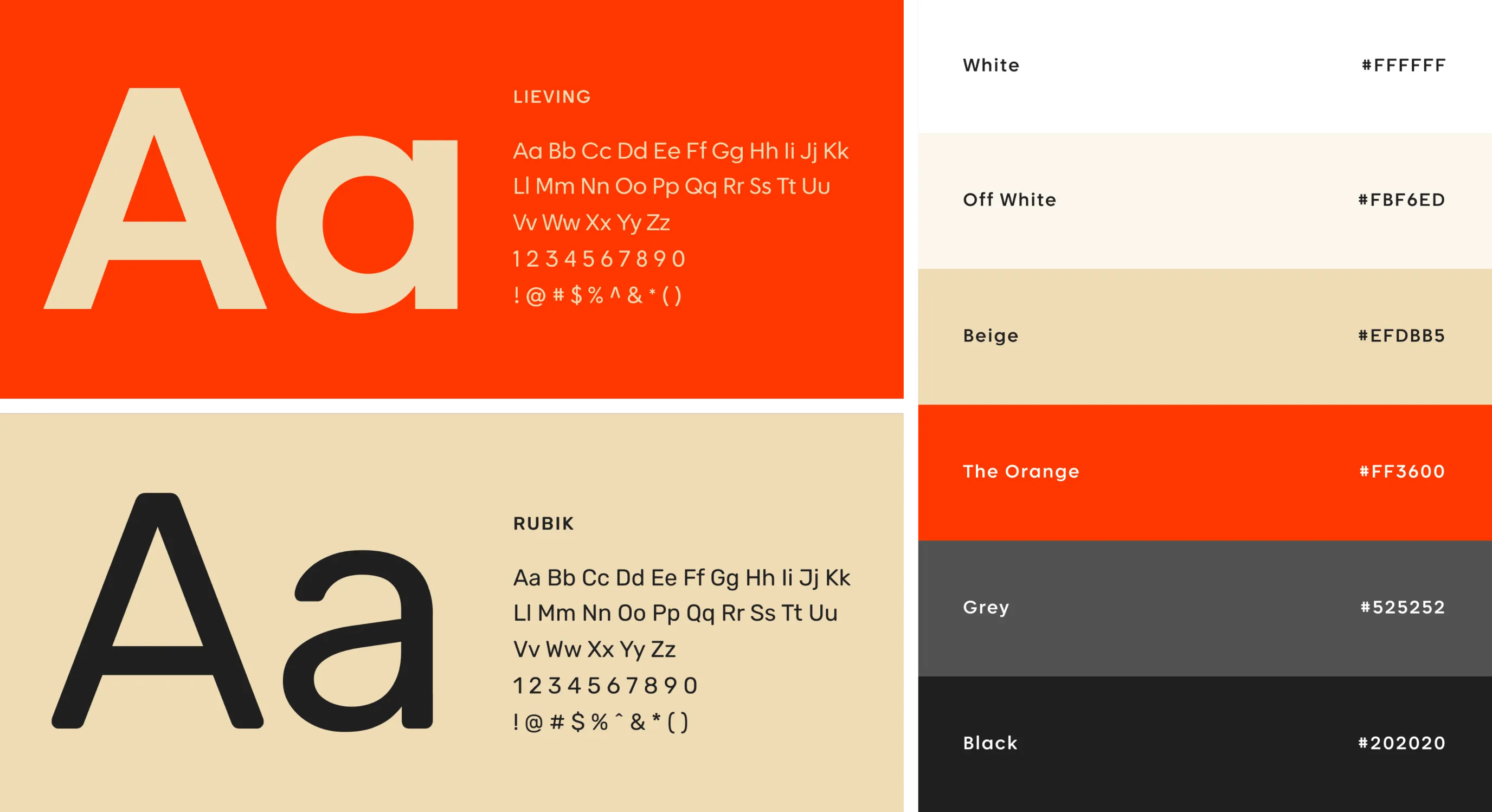 grid of typographic and color elements