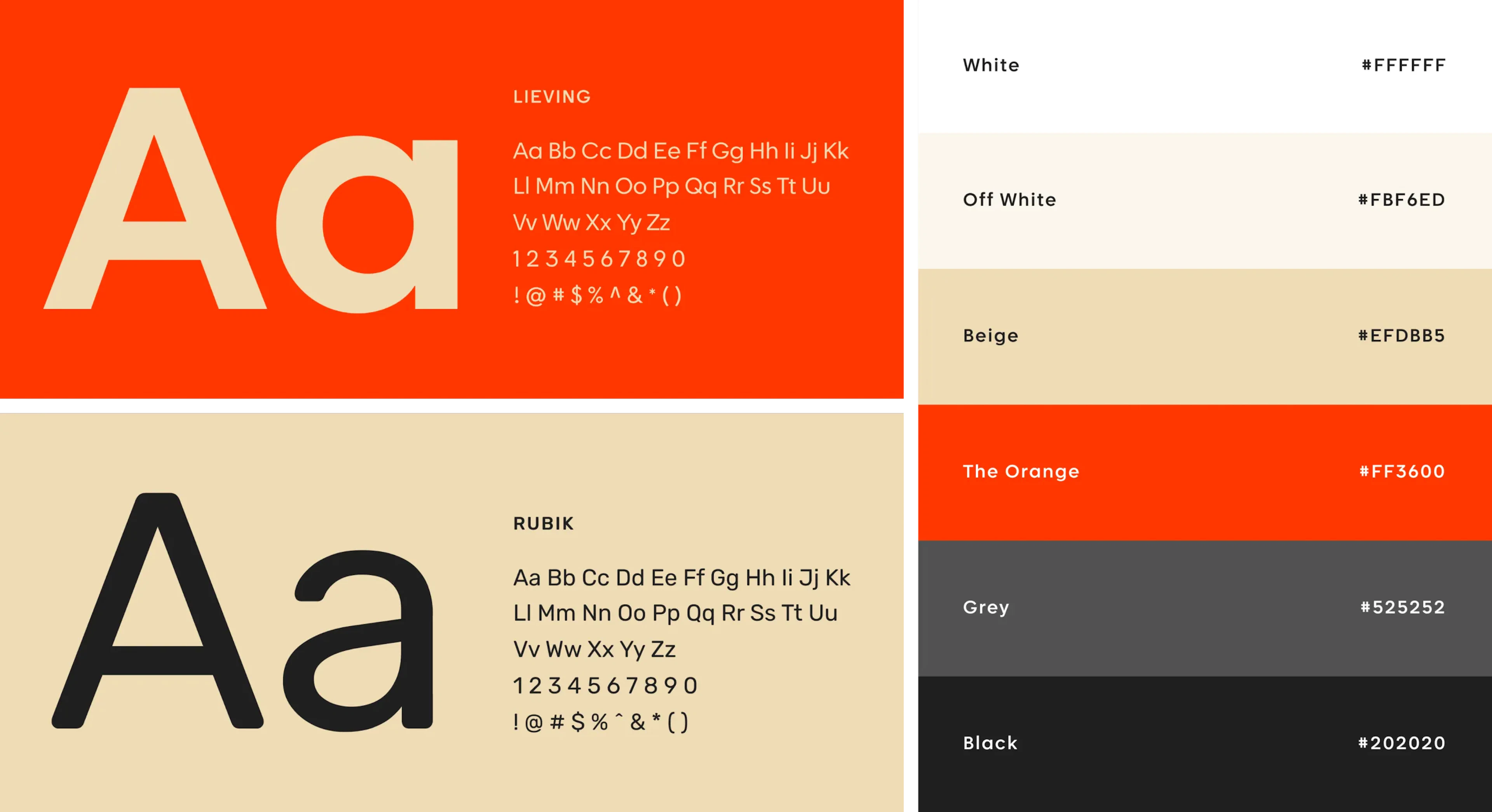 grid of typographic and color elements