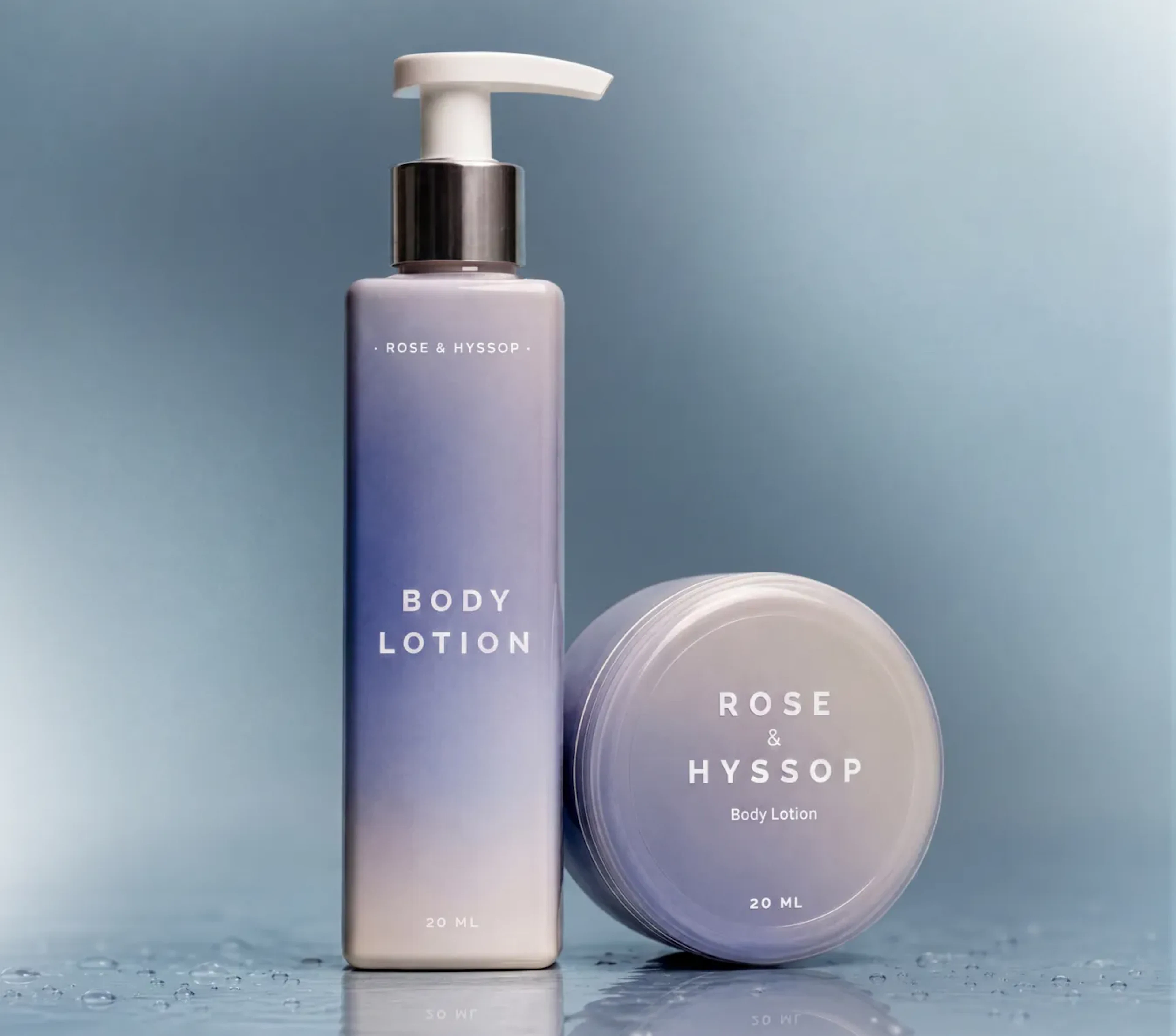 Rose & Hyssop body lotion bottle and jar