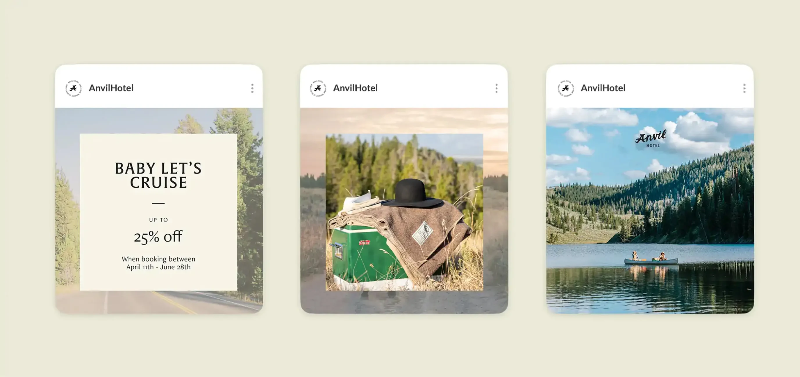 Three Anvil Hotel Instagram post mockups
