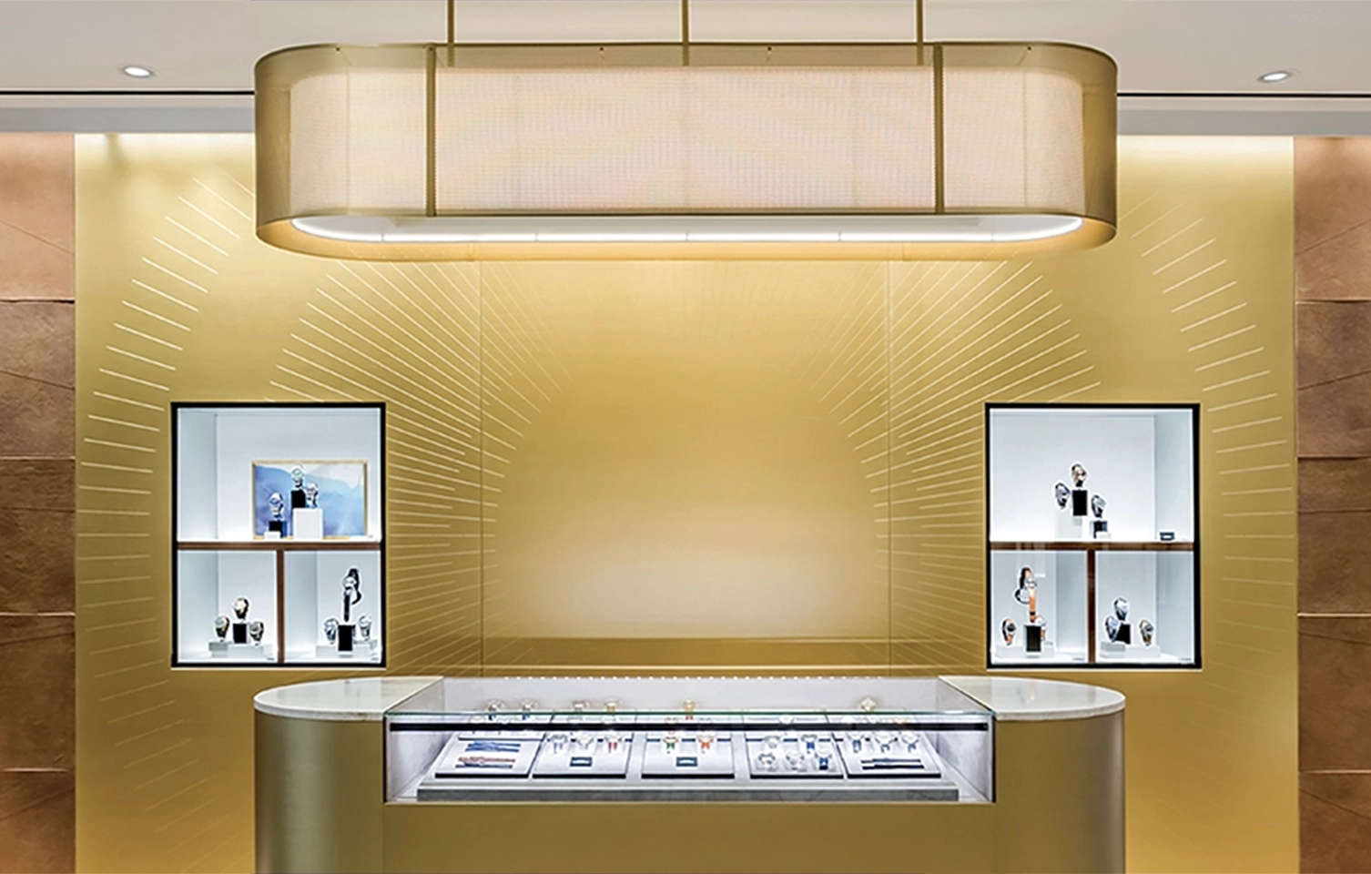 Intérieur boutique Montblanc, Présentoir.