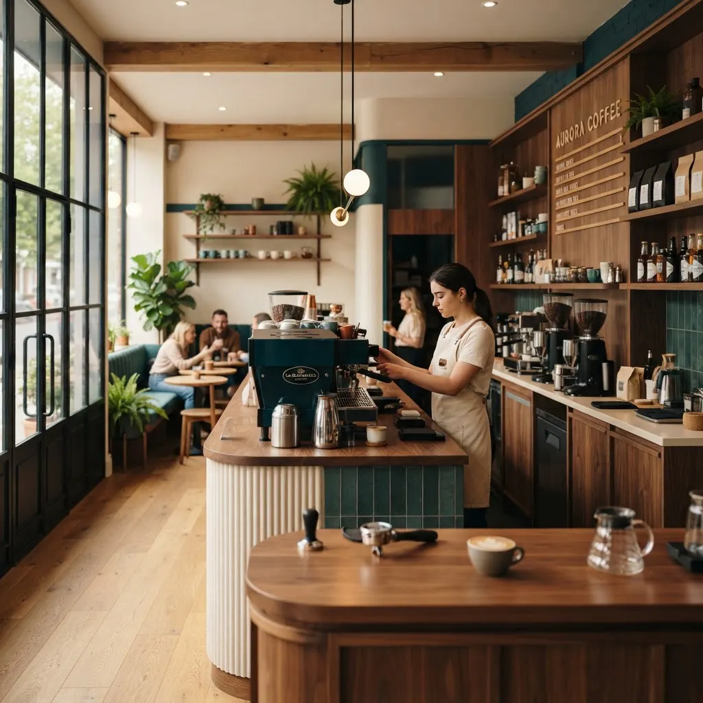 Interior de cafetería de especialidad