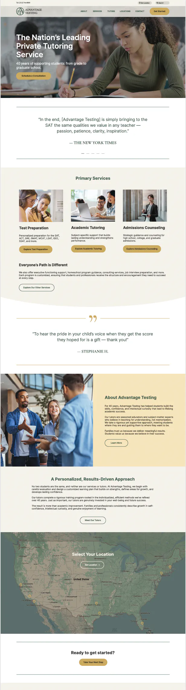 Advantage Testing website design