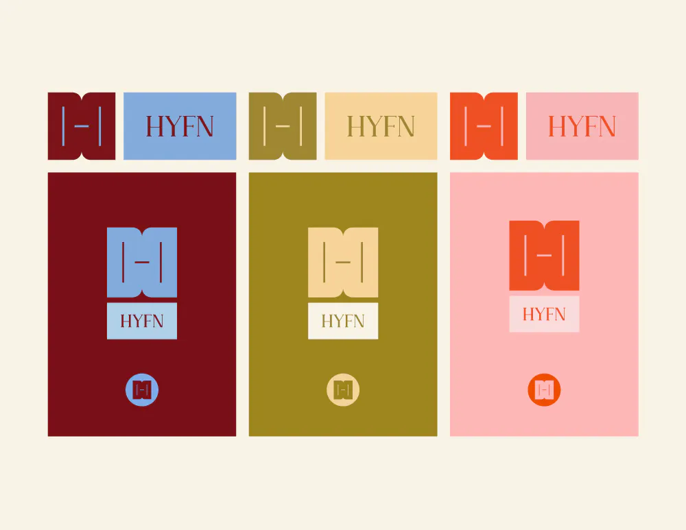 HYFN modern retro branding design in 3 colorways