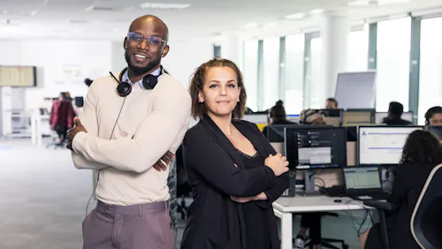 two people looking at camera two people looking at camera