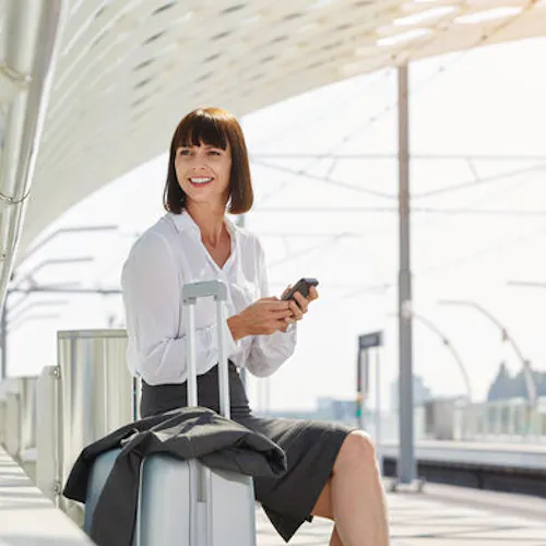 woman is waiting for a train woman is waiting for a train