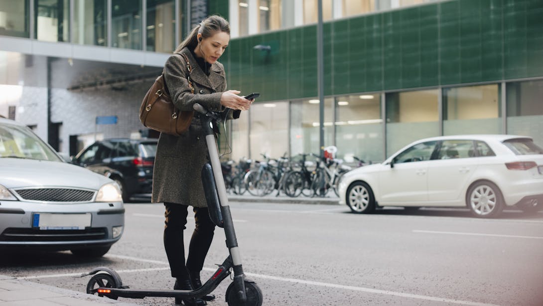 woman with her scooter