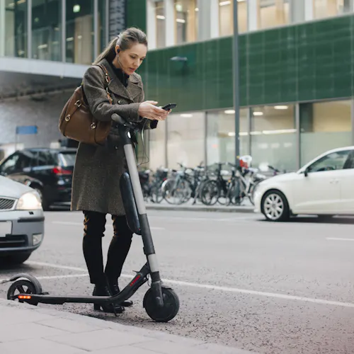 woman with her scooter woman with her scooter