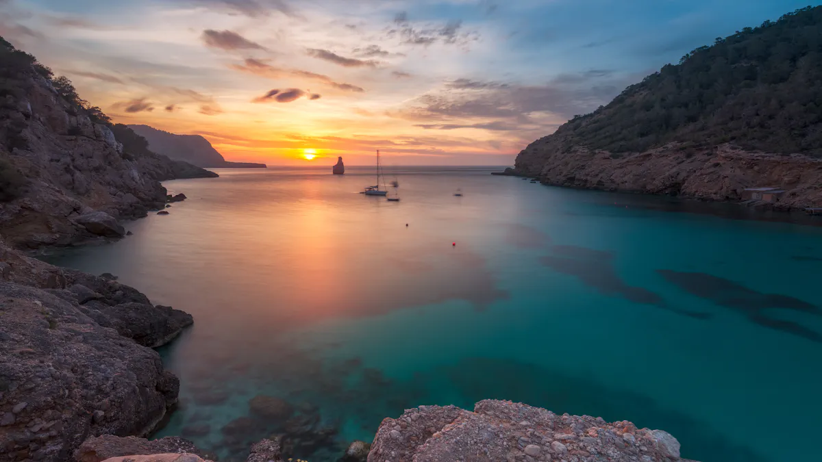 landscape of sea at sunset