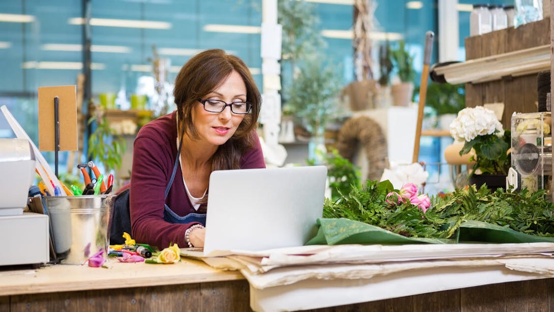 Woman in her plant shop