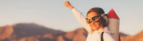 little girl with rocket bag little girl with rocket bag