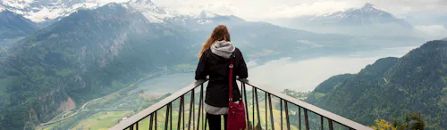 woman on bridge in sky woman on bridge in sky