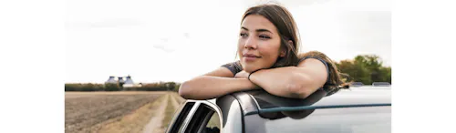 woman in her car woman in her car