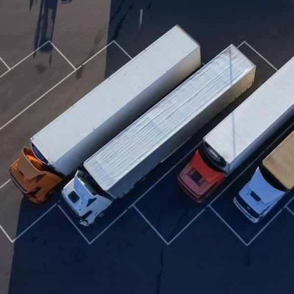Trucks parked in a parking