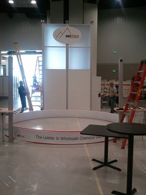 Aal Chem's booth being assembled.