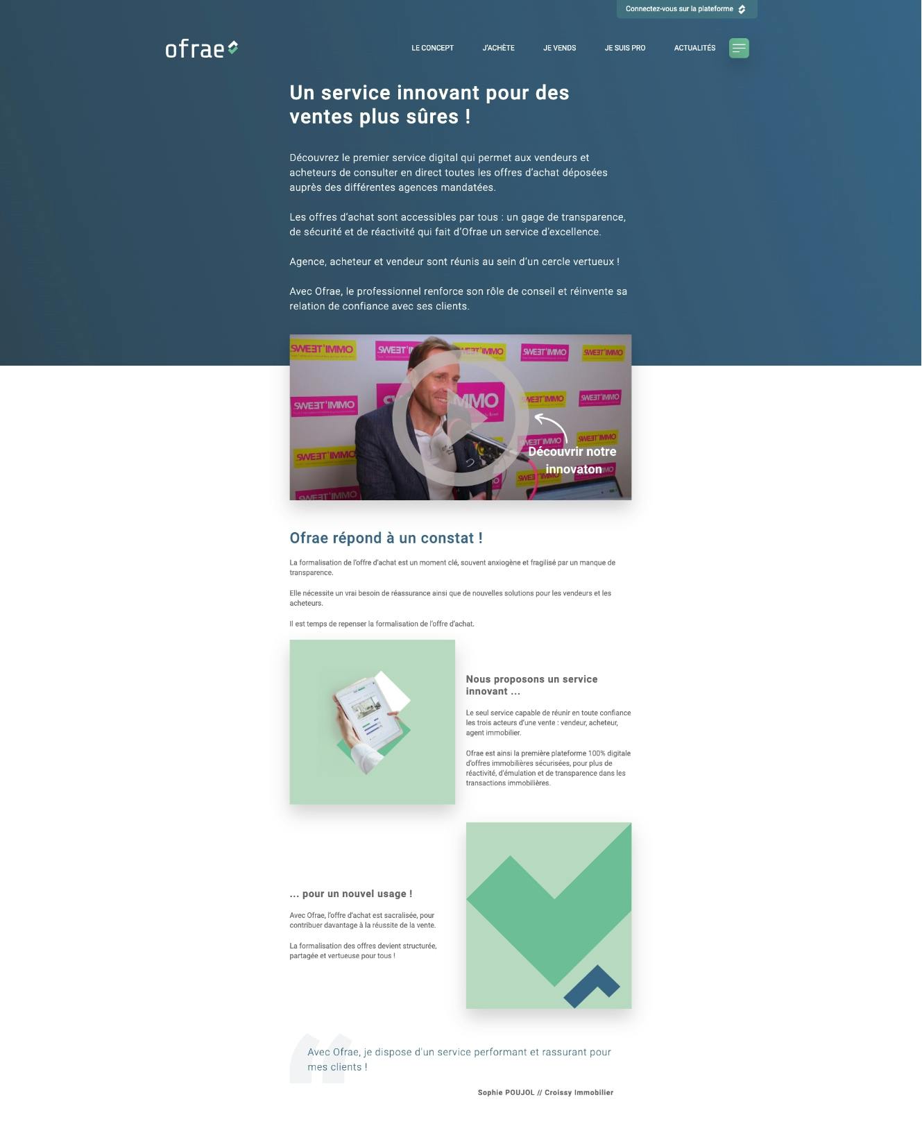 Capture d'écran du site Ofrae