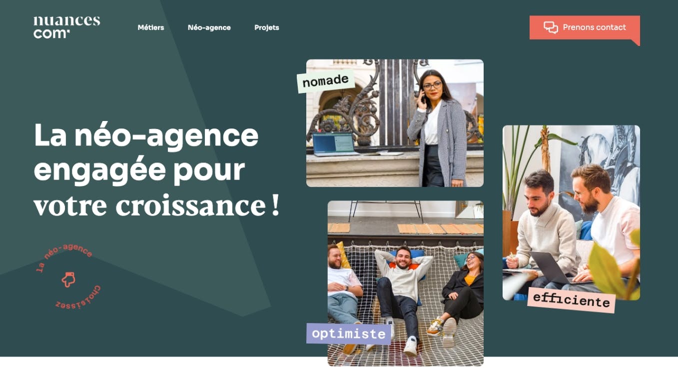 Première capture d'écran du site Nuances Com'