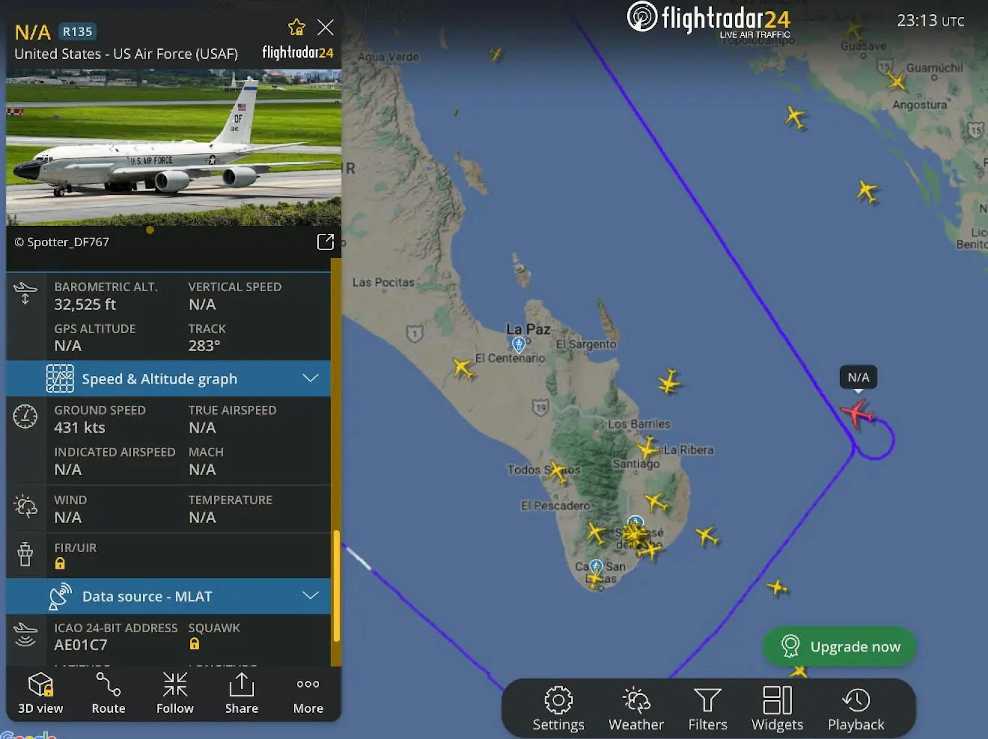 Vuelo de fuerzas armadas de EUA sobre territorio mexicano. Foto Especial