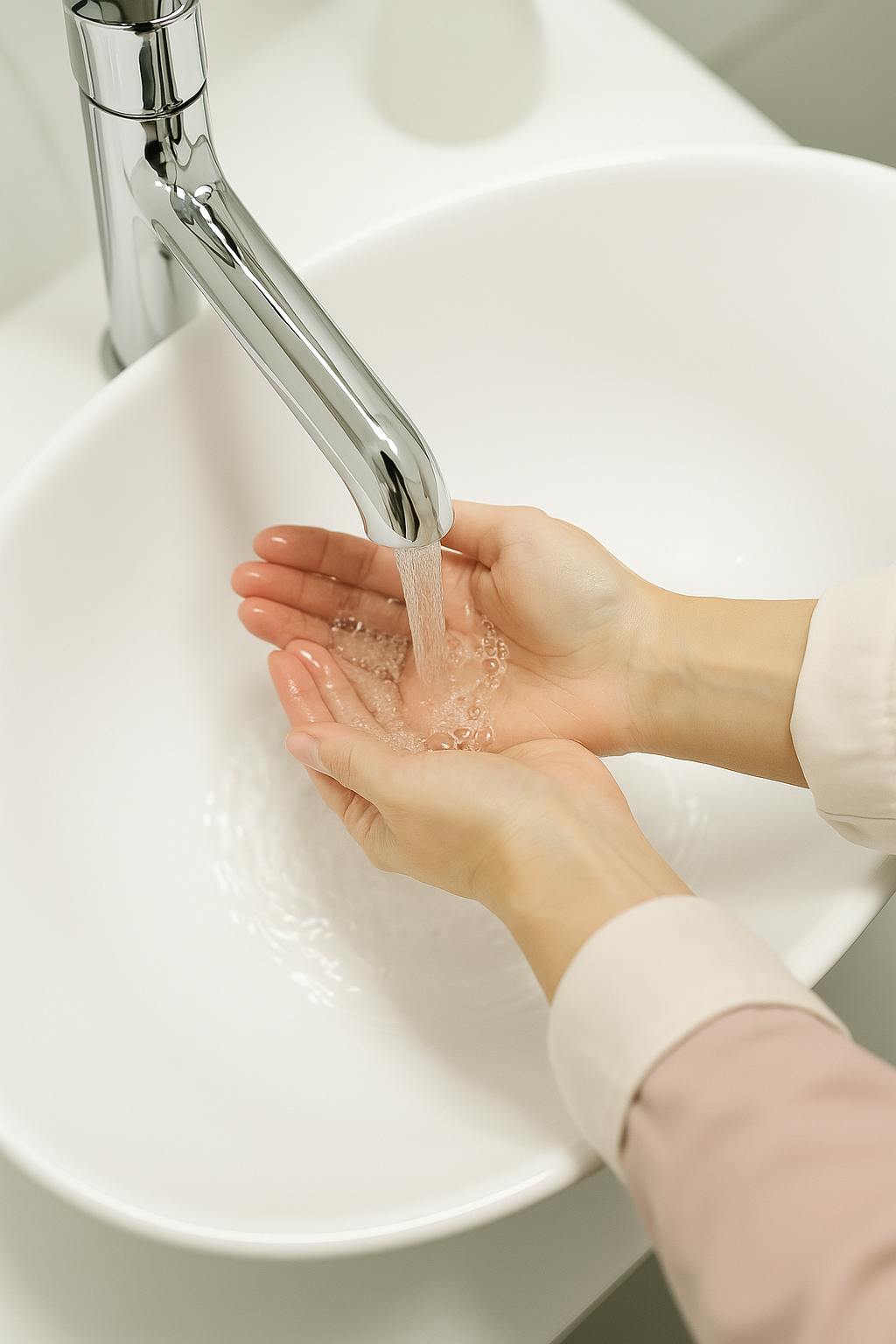 Washing Hands from a Newly Installed Tap in Edinburgh