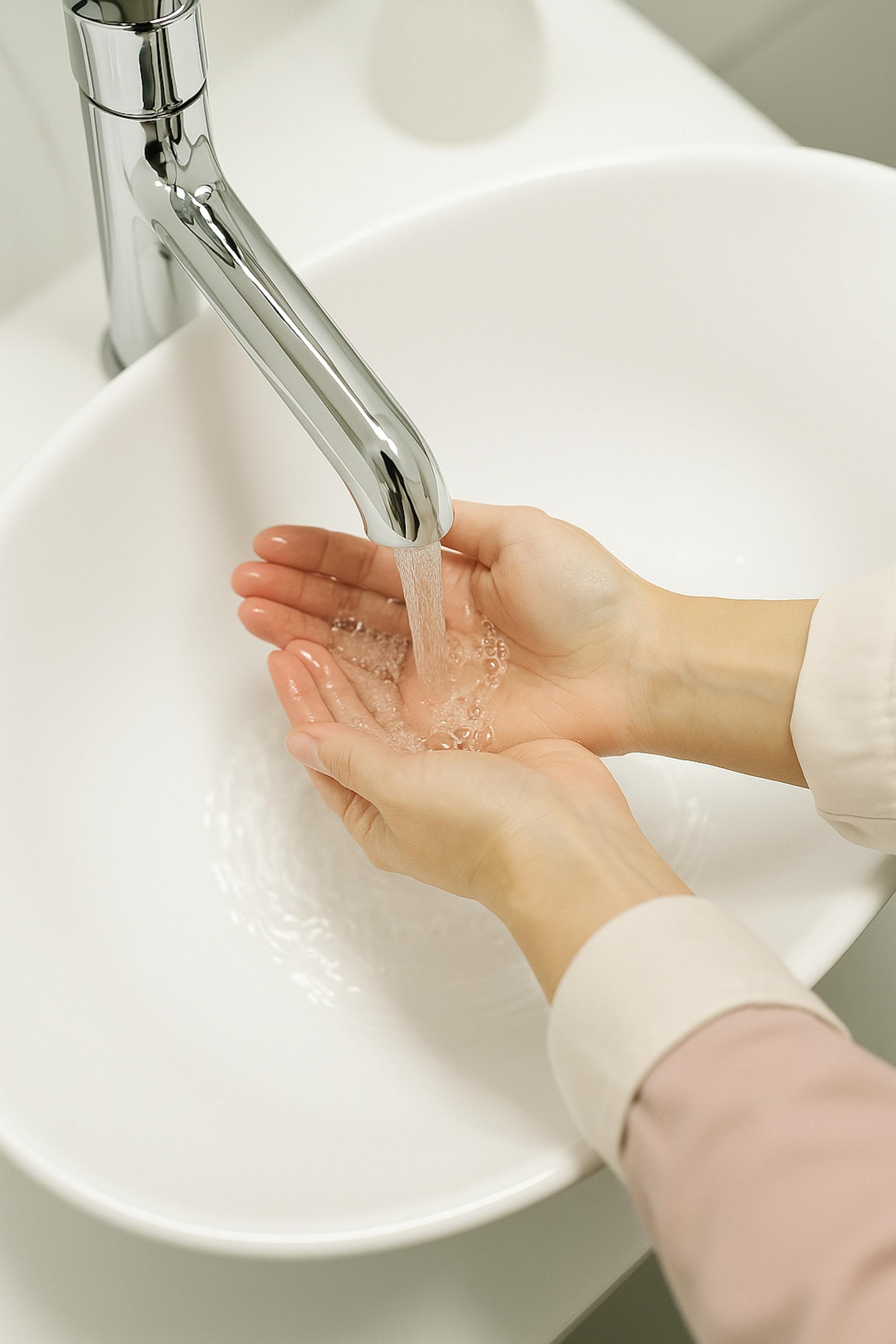 Washing Hands from a Newly Installed Tap in Edinburgh