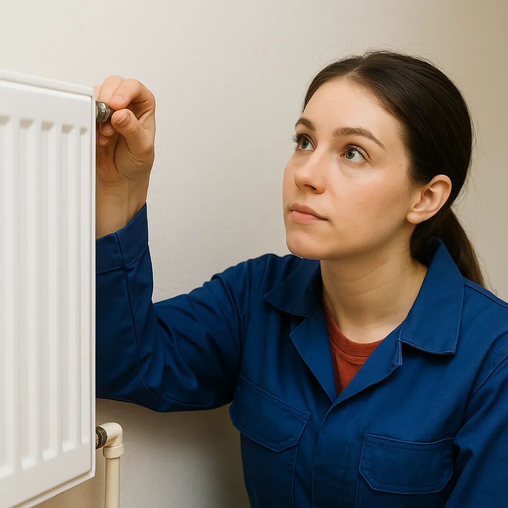 Plumber Checking Air Vent on Radiator