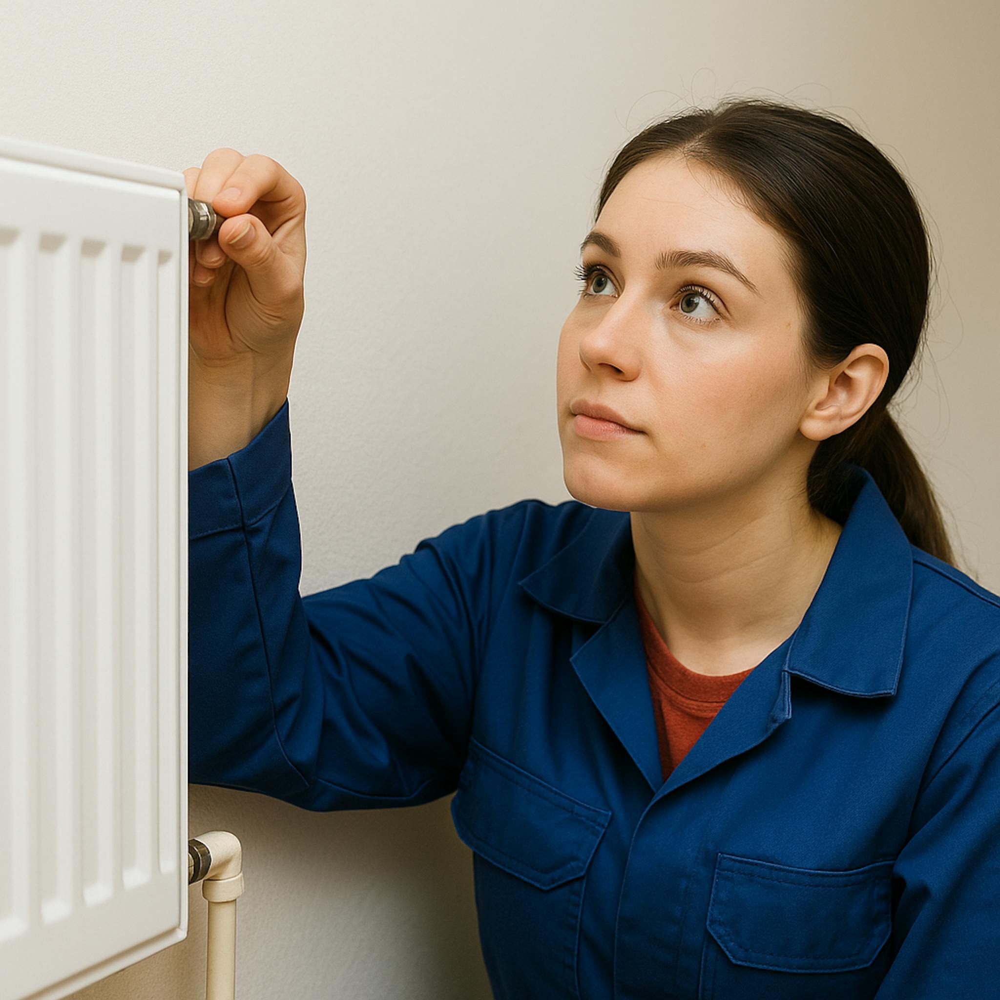 Plumber Checking Air Vent on Radiator