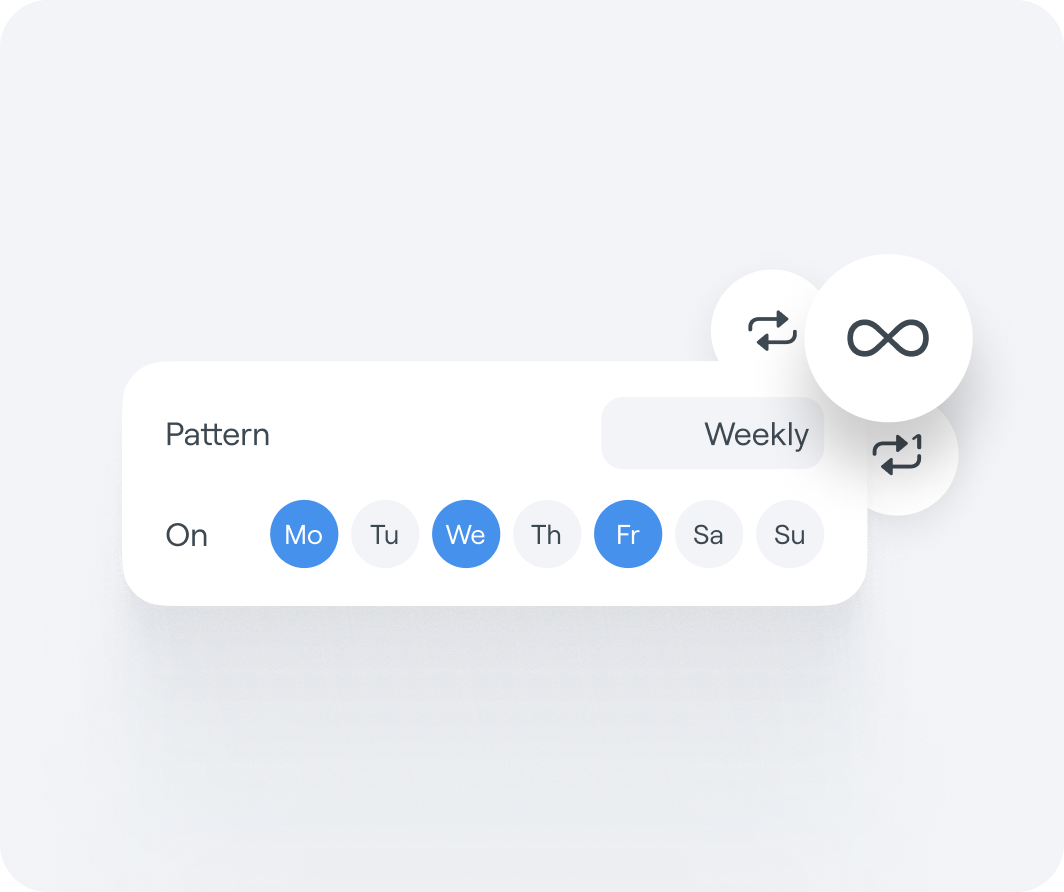 Interface graphic of an Abler Gym training session calendar with flexible scheduling icons