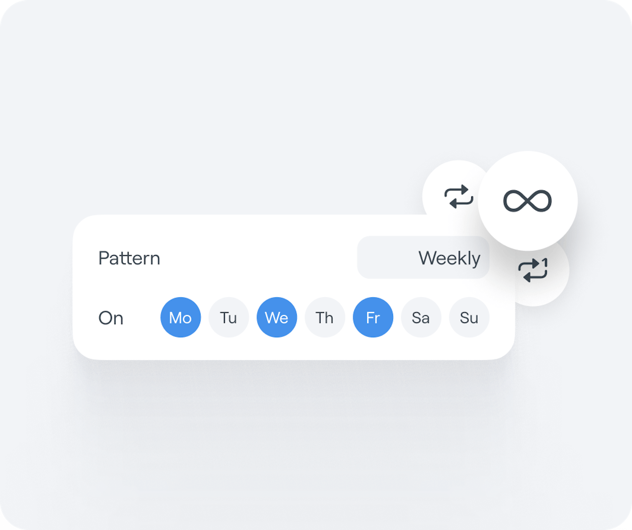 Interface graphic of an Abler Gym training session calendar with flexible scheduling icons