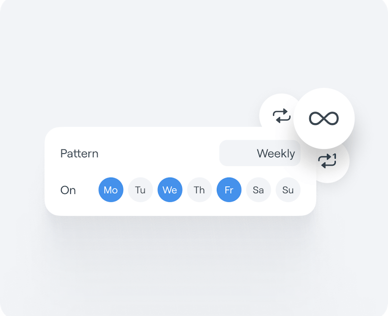 Interface graphic of an Abler Gym training session calendar with flexible scheduling icons